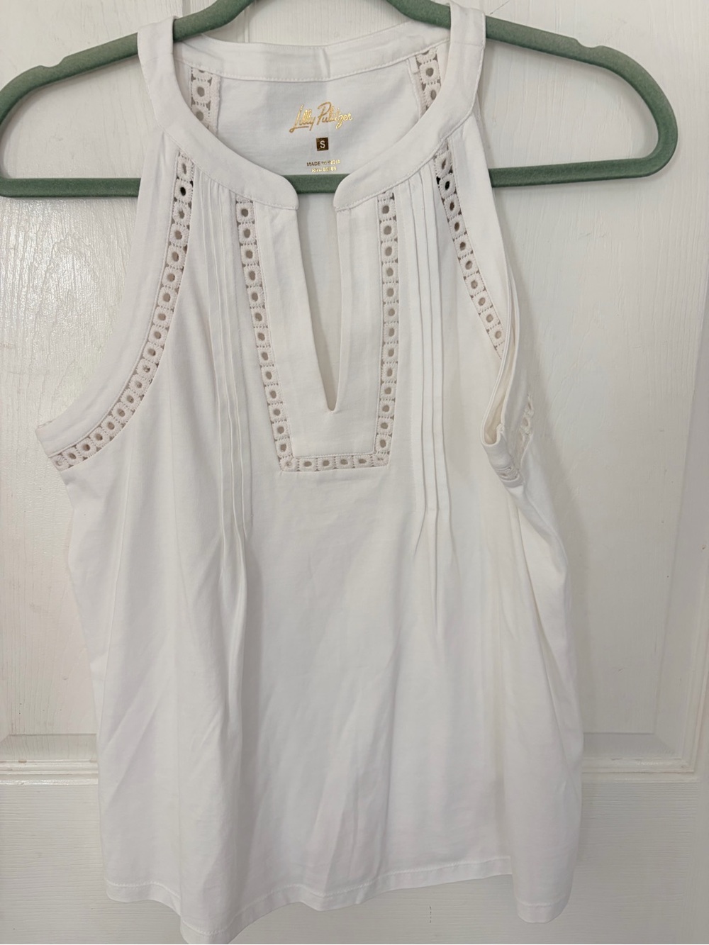 Lilly Pulitzer White Eyelet-Trim Halter Camisole